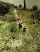 Pierre Auguste Renoir uppfor backen genom hogt gras Sweden oil painting artist